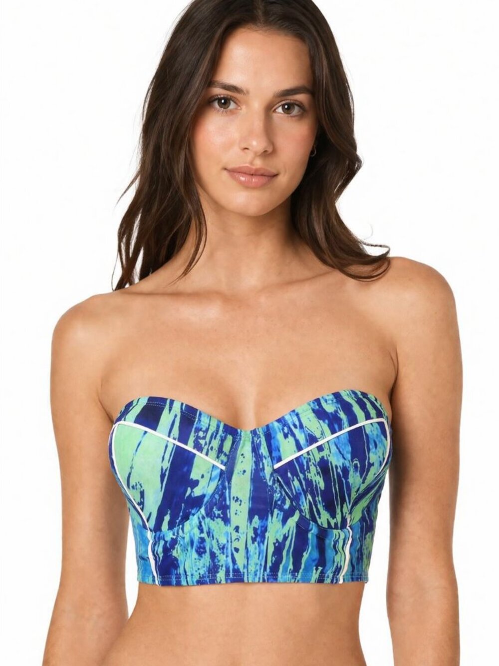 NINETY SIX DEGREES GREEN SHADES LIGHTLY PADDED UNDERWIRED BIKINI BRA TOP : L NWT